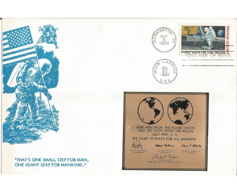 Space FDC Apollo 11 "Thats One Small Step for Man One Giant Leap for Mankind Double PM Washington DC Sep 9 1969 and Moon Land