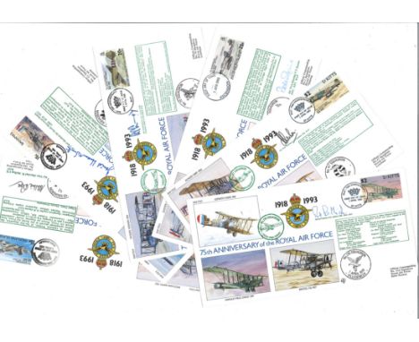 75th Ann RAF VIP signed collection. Complete set of the 30 covers in Blue Logoed RAF Album. Covers are all flown by the RAF a