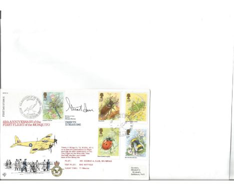 Mr Stuart Howe Mosquito Museum Curator signed 12/03/1985 Insects official RFDC34. 45th Anniversary of the First Flight of the