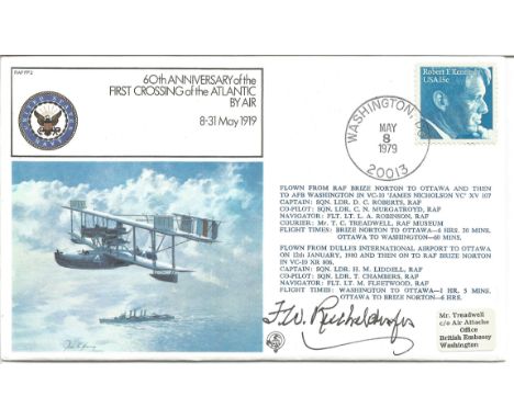 First Crossing of the Atlantic by Air official signed cover RAF FF2. Signed by Francis W Reichelderfer A B. Cover commemorate