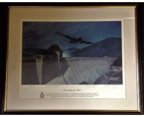 Dambuster World War Two framed and mounted print 24x29 titled Breaching the Eder by the artist Simon Smith 28 650 signed in p