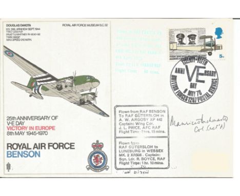 SOE Colonel Maurice Buckmaster S. O. E. Leader of French Section signed RAF Museum Cover SC32. 25th Anniversary of V E Day, R