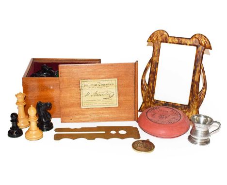 J Jaques &amp; Son 'The Staunton Chessman' set with 3 1/2" king stamped 'Jaques London' and crown stamps to rook and knight u