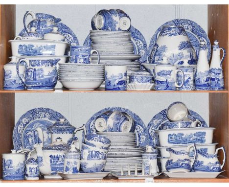 A very large quantity of modern Spode blue &amp; white pottery in patterns, Italian landscapes, and the Blue Room including c