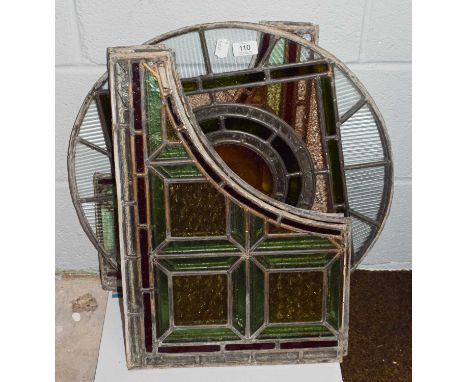 A Victorian painted and stained glass five-section leaded windowCondition report: Some cracks to the smaller border panels, c