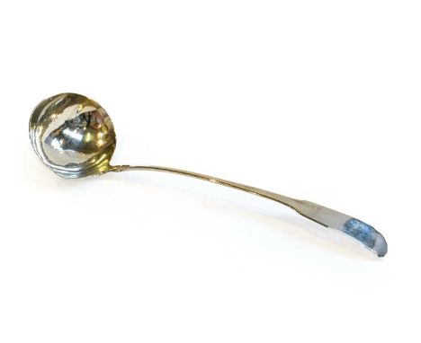 A George III provincial silver soup ladle, by Dorothy Langlands, Newcastle, circa 1800, Fiddle pattern, 5oz 13dwt, 176gr