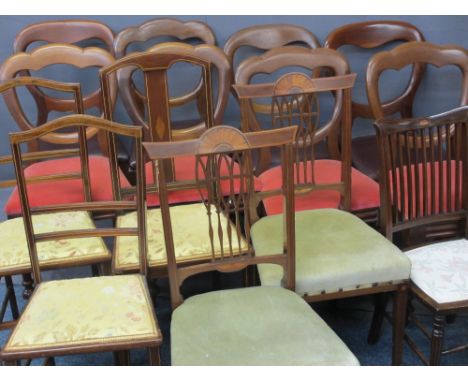 ANTIQUE &amp; VINTAGE CHAIRS, a mixed quantity (14) to include a Harlequin set of eight mahogany balloon backs and inlaid exa