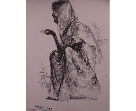ELTON CLAY FAX lithograph print unframed - titled 'Bread' (Ethiopia) from the Black &amp; Beautiful series, produced 1964 - 1