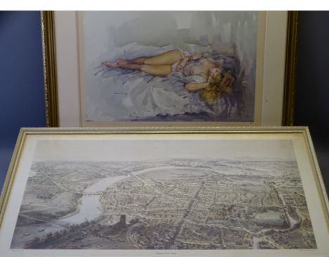 FRANCIS VAUXHALL limited edition print 281/850 - 'Kerry', signed and stamped, 42 x 58cms and Chester circa 1855, framed map