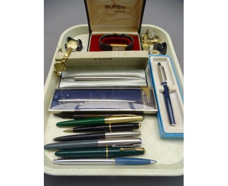 VINTAGE FOUNTAIN &amp; OTHER PENS with a selection of lady's wrist watches