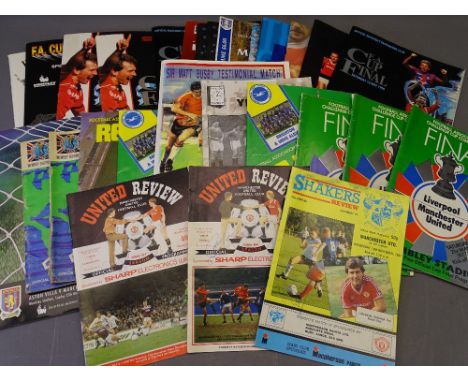 FA CUP FINAL PROGRAMMES &amp; OTHERS with autographed programmes and Testimonial from Brian Robson 1990 - 1991 Manchester Uni