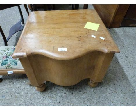 19th Century pine serpentine front box commode with lifting lid