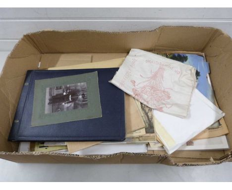 Large box of various vintage photographs and ephemera