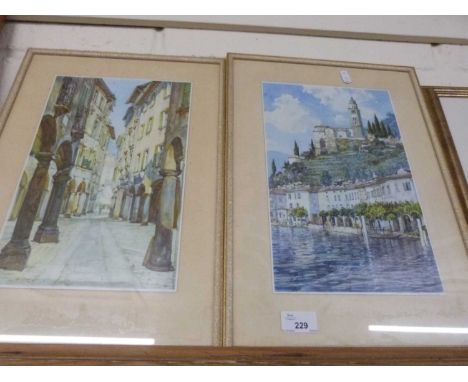 Pair of coloured prints, continental scenes