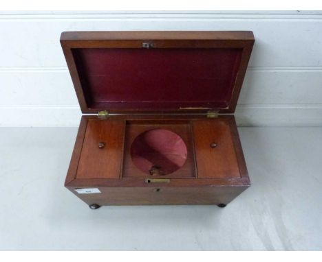 Mahogany sarcophagus formed tea caddy