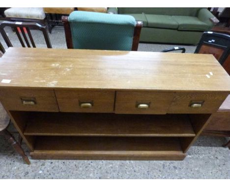 Modern light oak side cabinet with four drawers, 130cm wide