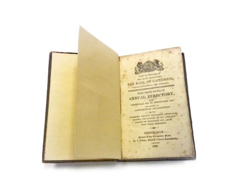 POST OFFICE EDINBURGH DIRECTORY 1821-1822
respined cloth, 1821