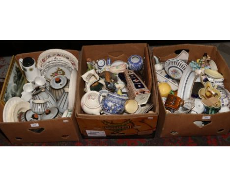 Three boxes of miscellaneous to include Denby, Carltonware, Adams etc.