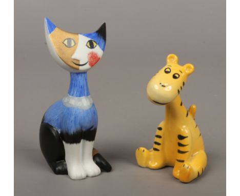 A Beswick cartoon tiger gold stamp along with a Goebel cat after Picasso, Angelo signed R. Wackstmeister.