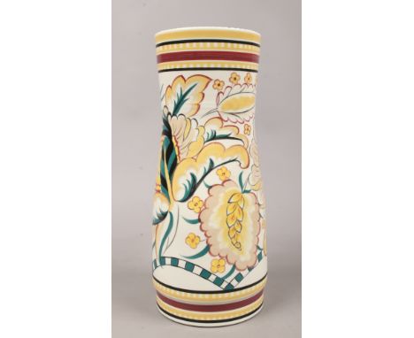 A Poole pottery vase in the 2B design by J. Rolfe.Condition report intended as a guide only.Repair to base.