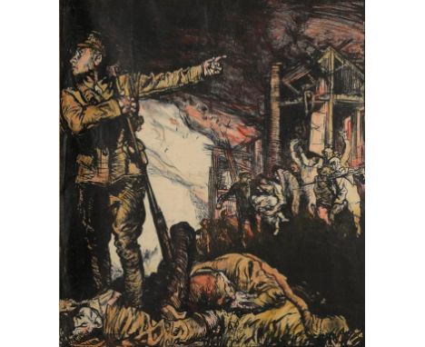 •†SIR FRANK BRANGWYN, RA, RBA, RE (1867-1956) WAR; TO ARMS CITIZENS OF THE EMPIRE 1915 proof lithograph without letters, hand