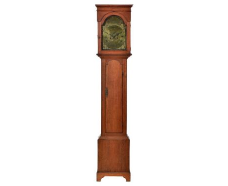 AN OAK EIGHT DAY LONGCASE CLOCK, 19TH C the brass dial with subsidiary seconds dial and date sector inscribed John Watson Kir