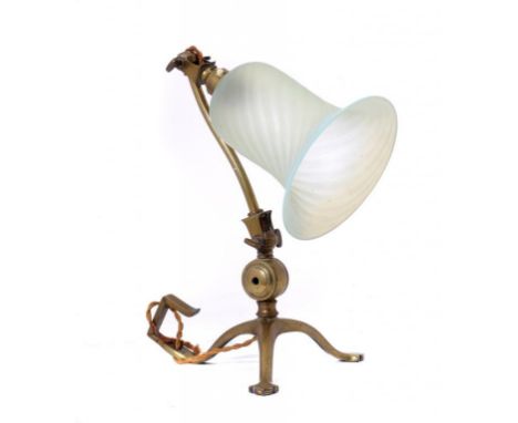 A W A S BENSON & CO  BRASS SINGLE LIGHT COMBINATION  TABLE LAMP STANDARD AND BRACKET, NO 1221/S, EARLY 20TH C  with patent Be