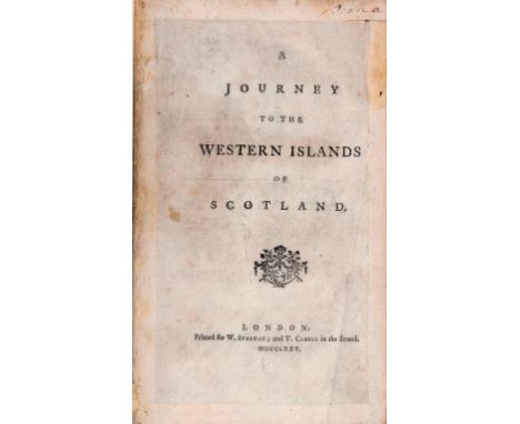 [JOHNSON (SAMUEL)] A JOURNEY TO THE WESTERN ISLANDS OF SCOTLAND, 1775  8vo, first edition with twelve line errata leaf, 384p 