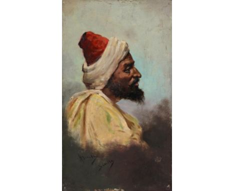SPANISH SCHOOL, LATE 19TH CENTURY ORIENTALIST STUDIES two, both signed Aguila and inscribed Sevilla, oil on panel, 25 x 15cm 