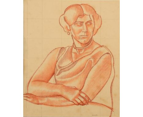 •†WILLIAM ROBERTS, RA (1895-1980) A WOMAN (SARAH) 1927 red chalk, squared for transfer, 30.5 x 25cm, unframed  A study for on