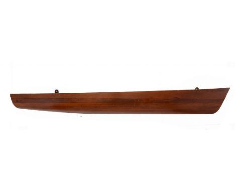 SHIP BUILDING.  A VICTORIAN VARNISHED WOOD HALF BLOCK MODEL, C LATE 19TH C 110cm l ++Minor scratches, the top surface chipped