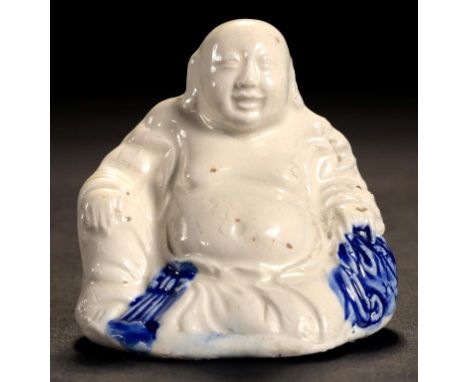 AN ENGLISH PEARLWARE FIGURE OF A PAGOD, C1770 possibly after a saltglazed model, 6.5cm h  ++In fine condition and unusual