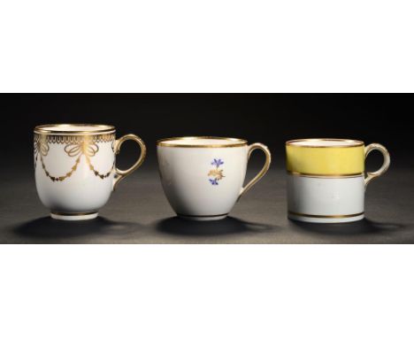 A DERBY COFFEE CUP, C1785  the interior finely painted by Zachariah Boreman with a landscape with three diminutive figures, t