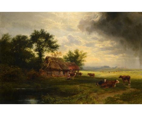 GEORGE COLE (1810-1883) THE APPROACHING STORM signed and dated 1871, oil on canvas, 59.5 x 90cm ++Restoration and overpaintin