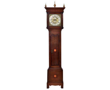 AN OAK EIGHT DAY LONGCASE CLOCK, ISAAC BOOT, SUTTON [IN ASHFIELD] C1760-70 the 12inch brass dial with matted centre and engra