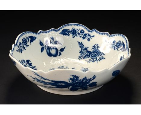 A CAUGHLEY MOULDED BLUE AND WHITE PINE CONE PATTERN SALAD BOWL, C1770-90  25.5cm diam, incised S, printed C  One of the most 