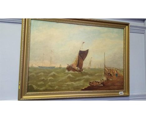 Oil on board, seascape, unsigned, 75cm x 55cm