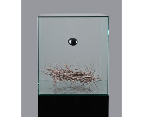 λ&nbspPAUL FRYER (BRITISH B. 1963) ECCE HOMO, 2006 Vitrine, Japanese lacquered cabinet, black thorn crown, goose egg, black c