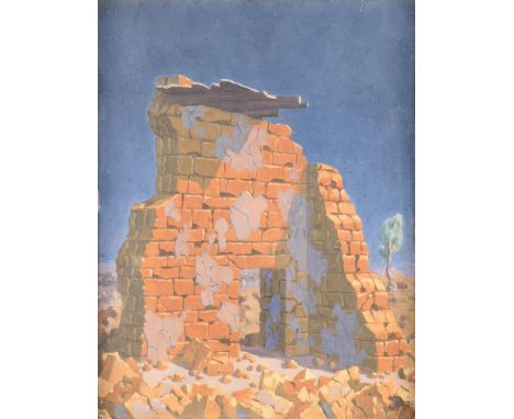 λ&nbspJOHN ARMSTRONG (BRITISH 1893-1973) BROKEN WALL OF A FORTRESS Tempera on panel Signed with initials and dated 39 (lower 