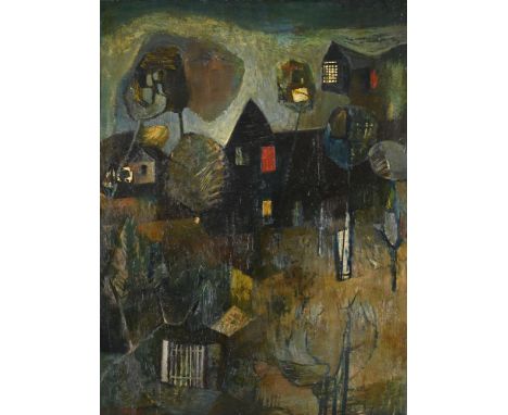 λ&nbspGWYNETH JOHNSTONE (BRITISH 1915-2010) VILLAGE NOCTURNE  Oil on board  Signed (lower left) 80 x 60cm (31¼ x 23½ in.)   C