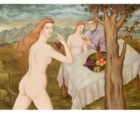 λ &nbspPATRICIA O'BRIEN (IRISH B. 1927) THE OFFERING  Signed (lower right) 91 x 122cm (35¾ x 48 in.)Provenance: Solomon Galle