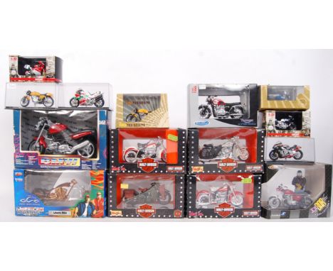 A collection of mainly Maisto diecast model motorbikes to include; Harley Davidson Cycles Collection, Joyride Orange County C