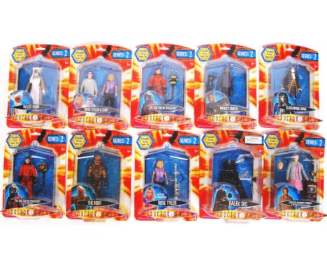 A collection of 10x Character Options made BBC Doctor Who Series 2 carded action figures to include; Dalek Sec, Novice Hame a