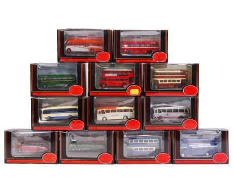 A large collection of 12x assorted EFE Exclusive First Edition 1:76 scale diecast model trams and buses. All appear mint, wit