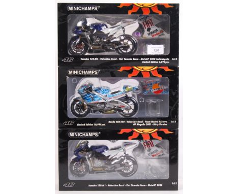 A collection of 3x 1:12 scale precision diecast model motorcycles / motorbikes. Made by Minichamps / ' Paul's Model Art .' Ea