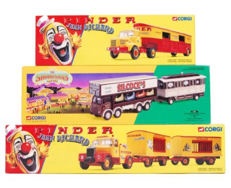 A collection of 3x Corgi made Circus related diecast model sets. Comprising of; 70301 Pinder Jean Richard Berliet TLR, 24801 