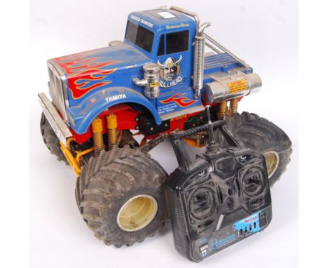 An original vintage 1:10 scale Tamiya radio controlled RC model Monster Truck ' Kalamazoo Crankers '. Appears fully made, and