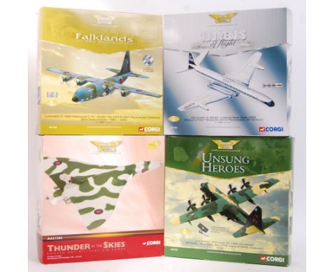 A collection of 4x assorted Corgi Aviation Archive 1:144 scale diecast model aeroplanes. Various series, to include Falklands