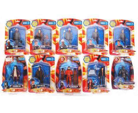 A collection of 10x Character made BBC Doctor Who Series 2 carded action figures to include; The Ood, The Doctor with ghost t