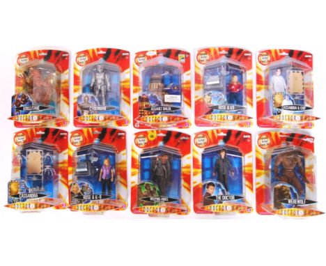 A collection of 10x Character Options made BBC Doctor Who plastic cased action figures to include; The Doctor, Cyberman, Rose